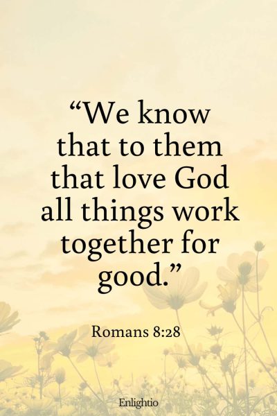 Wednesday Bible Verse: “We know that to them that love God all things work together for good.” Romans 8:28